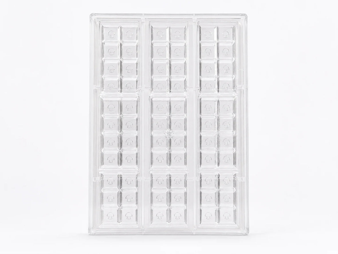 Clear custom polycarbonate chocolate bar mold for commercial production