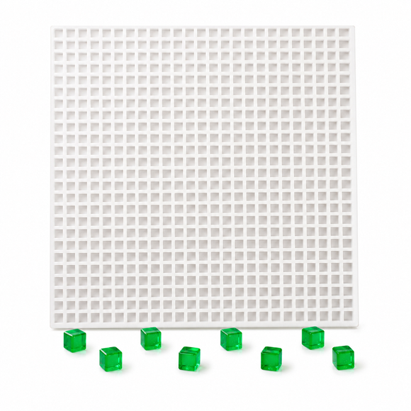 0.13mL Micro Cube Gummy Mold - 625 Cavities with emerald green cube gummies