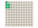 2.73mL cannabis leaf gummy mold with 100 cavities and emerald green leaf gummies on a white background