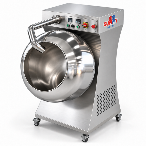 400mm chocolate coating pan with stainless rotary pan and machine-mounted controls