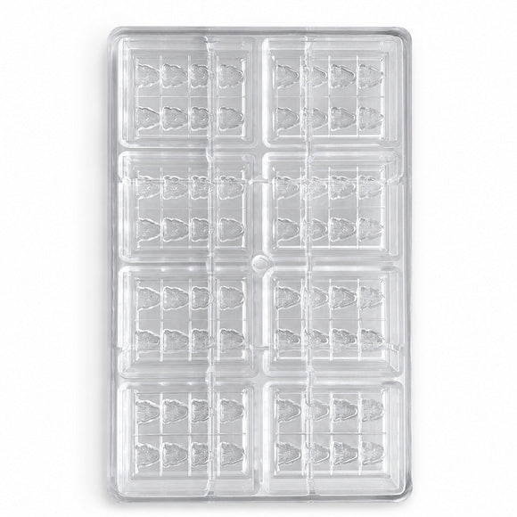 Moule à chocolat personnalisé - vue du produit, en polycarbonate, cavites en forme arbre, 64 cavites